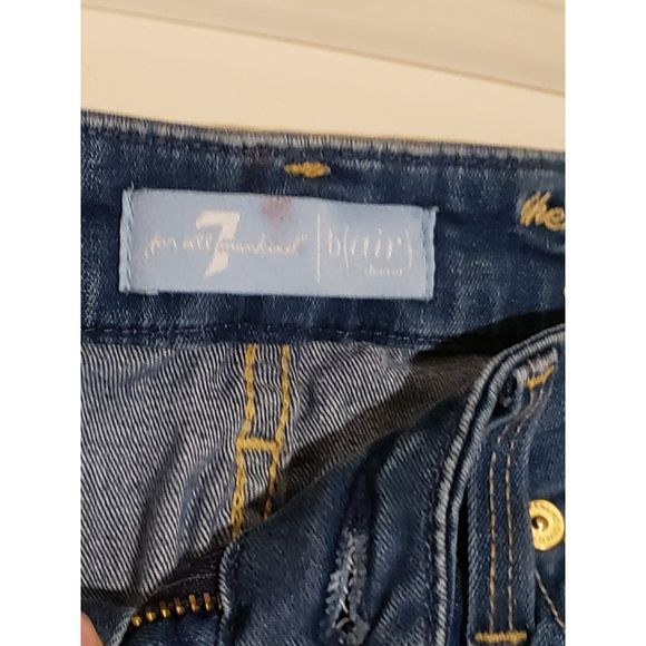 Women's 7 For All Mankind, High Waist Ankle Skinny Jeans, W28/L26 1/2 Blue - Picture 4 of 7